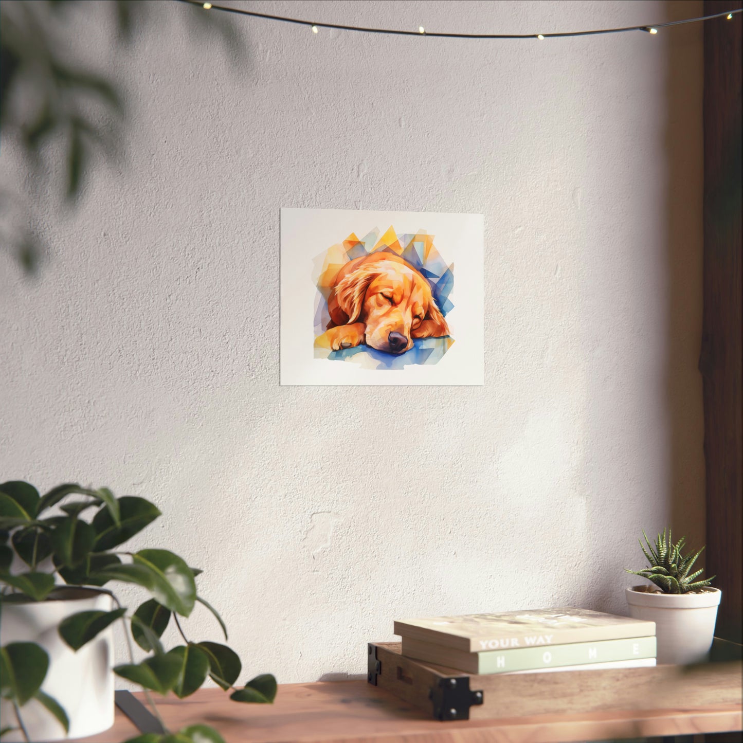 Golden Retriever Print - Modern Watercolor - Cozy Dog Portrait / Poster / Wall Art on Gallery Quality Paper - Versatile & Vibrant