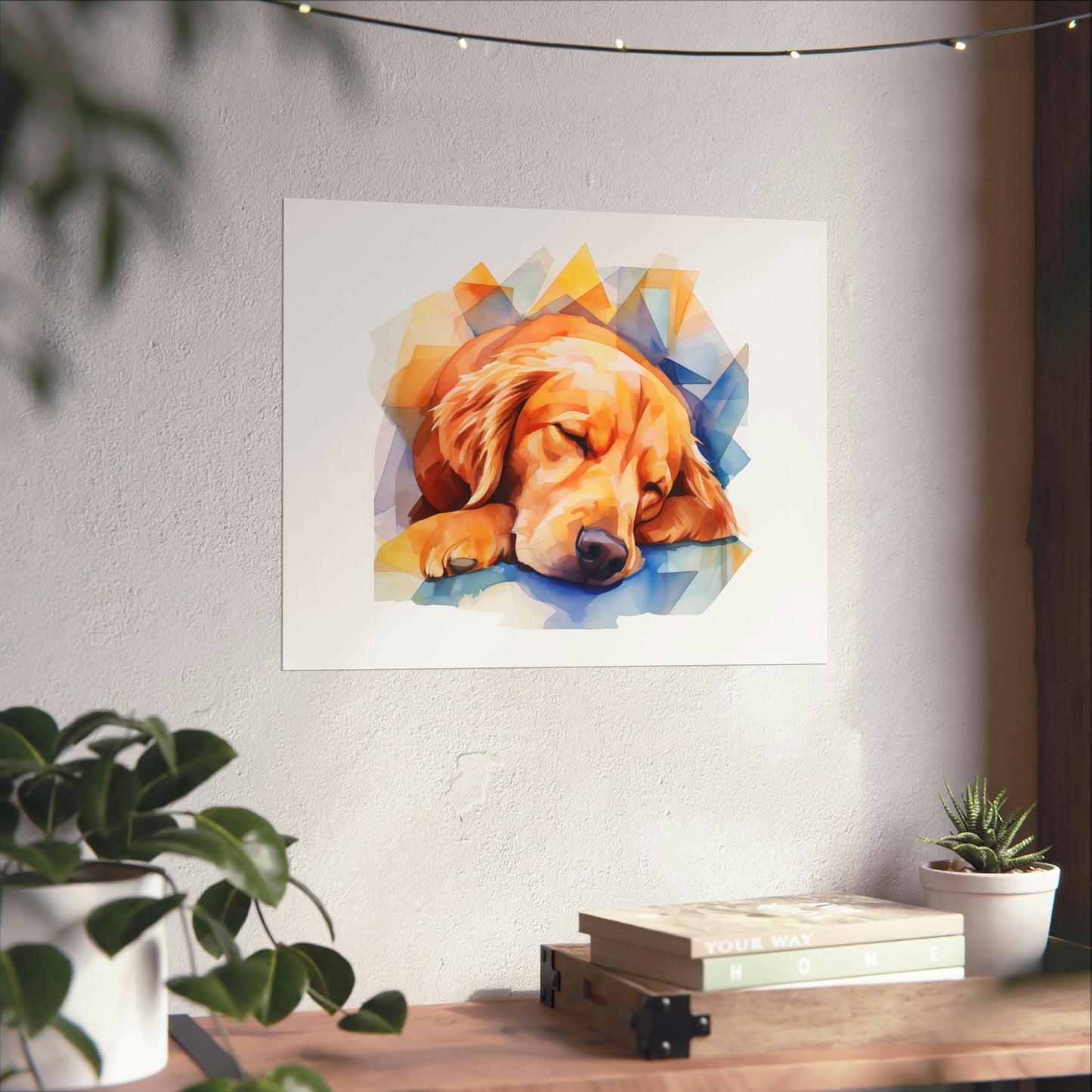 Golden Retriever Print - Modern Watercolor - Cozy Dog Portrait / Poster / Wall Art on Gallery Quality Paper - Versatile & Vibrant